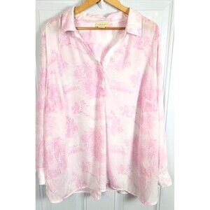 Cynthia Rowley Plus Size Popover Long Sleeve Blouse Top Size 3X